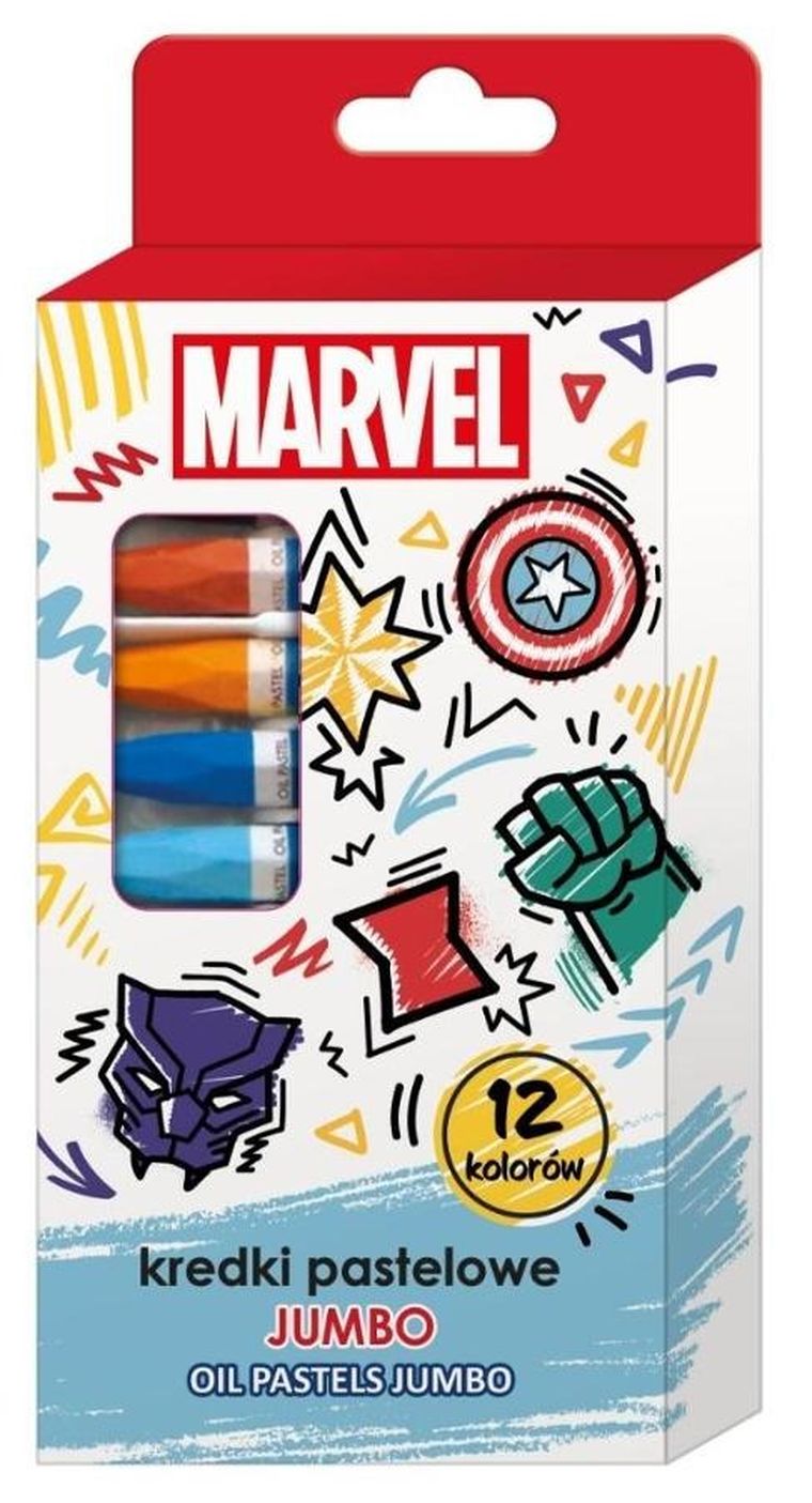Beniamin, The Avengers, Jumbo, kredki pastelowe, 12 kolorów