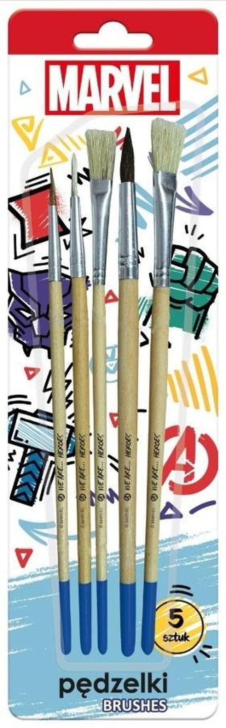 Beniamin, The Avengers, pędzelki z naturalnego włosia, 5 szt.