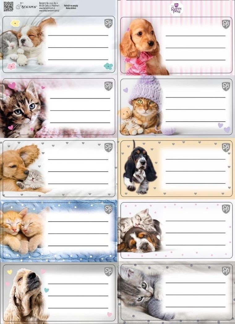 Beniamin, The Sweet Pets, naklejki na zeszyty