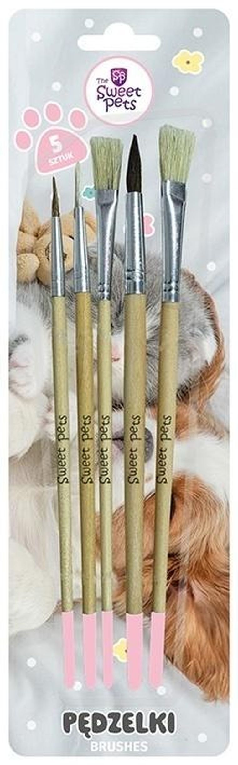 Beniamin, The Sweet Pets, pędzelki z naturalnego włosia, 5 szt.