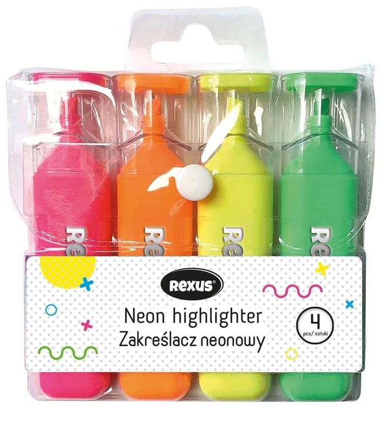 Beniamin, zakreślacze, neonowe, 4 kolory