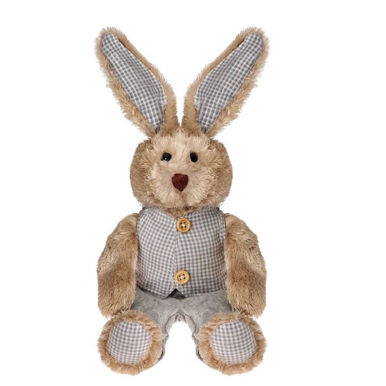 Beppe, Królik Mellen, maskotka w szarym ubranku, 25 cm