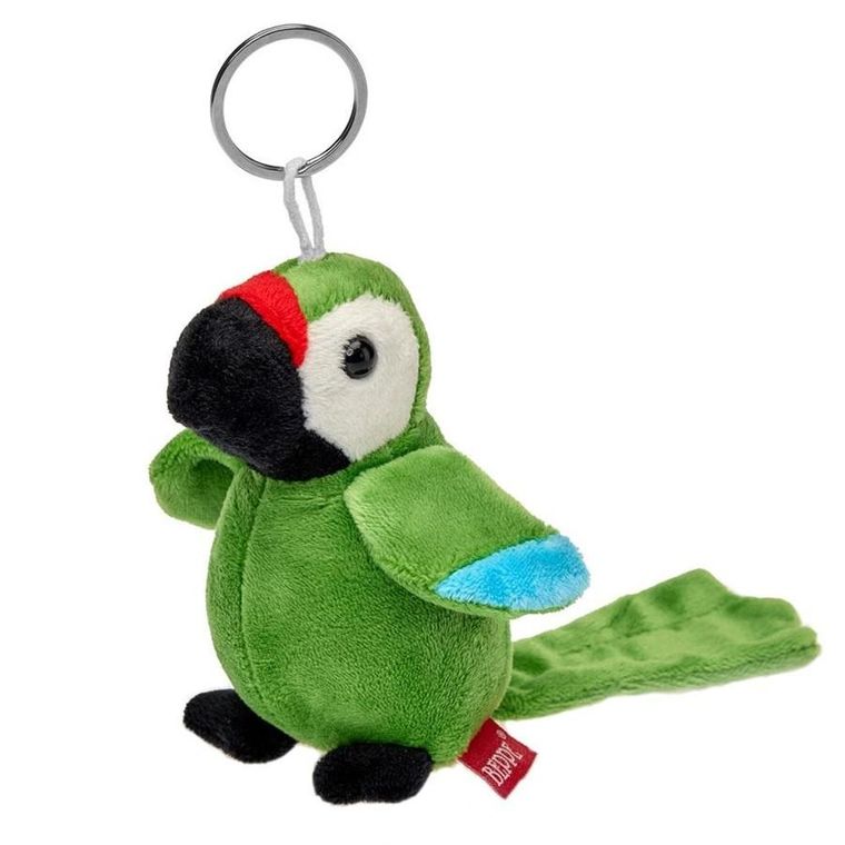 Beppe, Papuga Ara, maskotka z breloczkiem, zielona, 11 cm