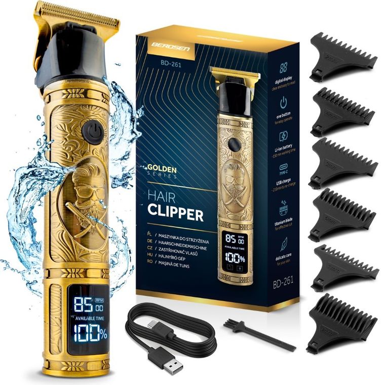 Berdsen, Barber, maszynka do strzyżenia włosów, złota, BD-261