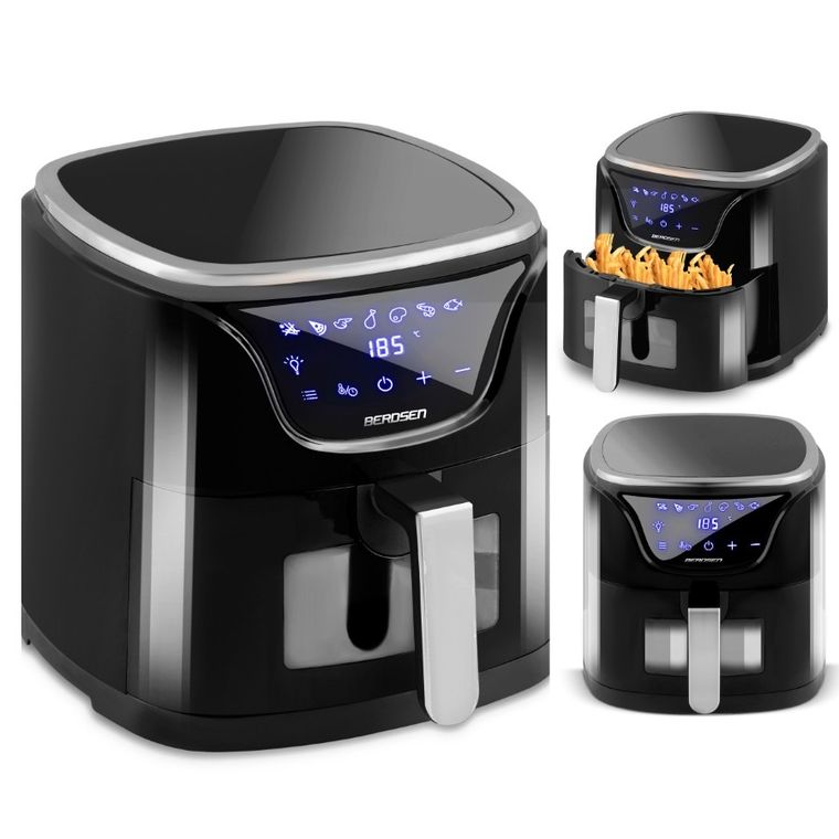 Berdsen, frytkownica beztłuszczowa, air fryer, czarno-srebrna, 5l, BD-652