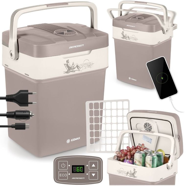 Berdsen, Icemax, lodówka turystyczna, tryb Eco, ciemno-szara, 29l