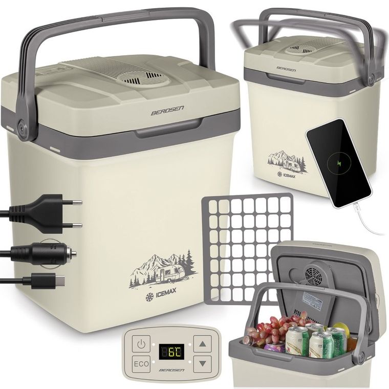 Berdsen, Icemax, lodówka turystyczna, tryb Eco, kremowa, 26l