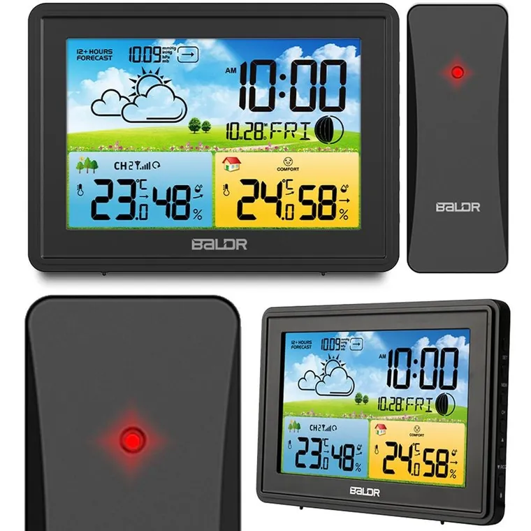 Berdsen, stacja pogodowa z wyświetlaczem, BD-908, czarna