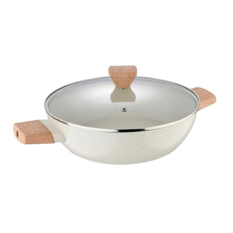 Bergner, Naturally, garnek marmurkowy płaski z pokrywą, 28 cm