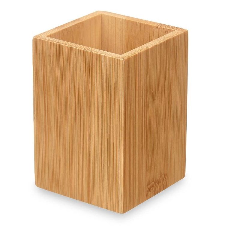 Berilo, kubek na szczoteczki do zębów, kwadratowy, bambusowy, 6,8-6,8-9,7 cm