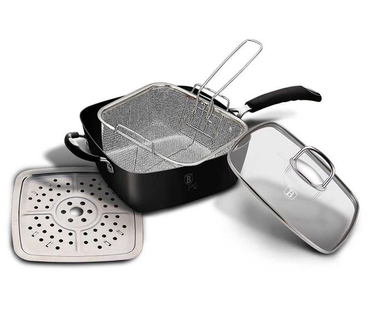 Berlinger Haus, Black Professional Line, patelnia z koszem i płytą parową