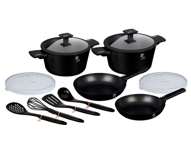 Berlinger Haus, Monaco, zestaw: garnki tytanowe + patelnie + akcesoria, 12 elementów