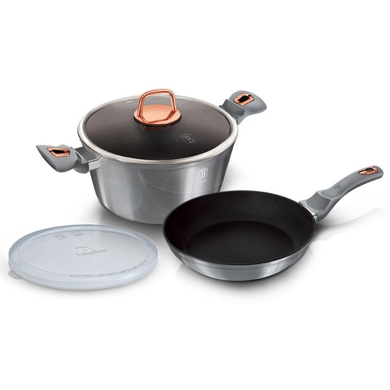 Berlinger Haus, Moonlight, zestaw: garnek z pokrywą + patelnia, 4 elementy