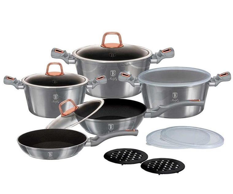 Berlinger Haus, Moonlight, zestaw: garnki z pokrywą + patelnie, 13 elementów