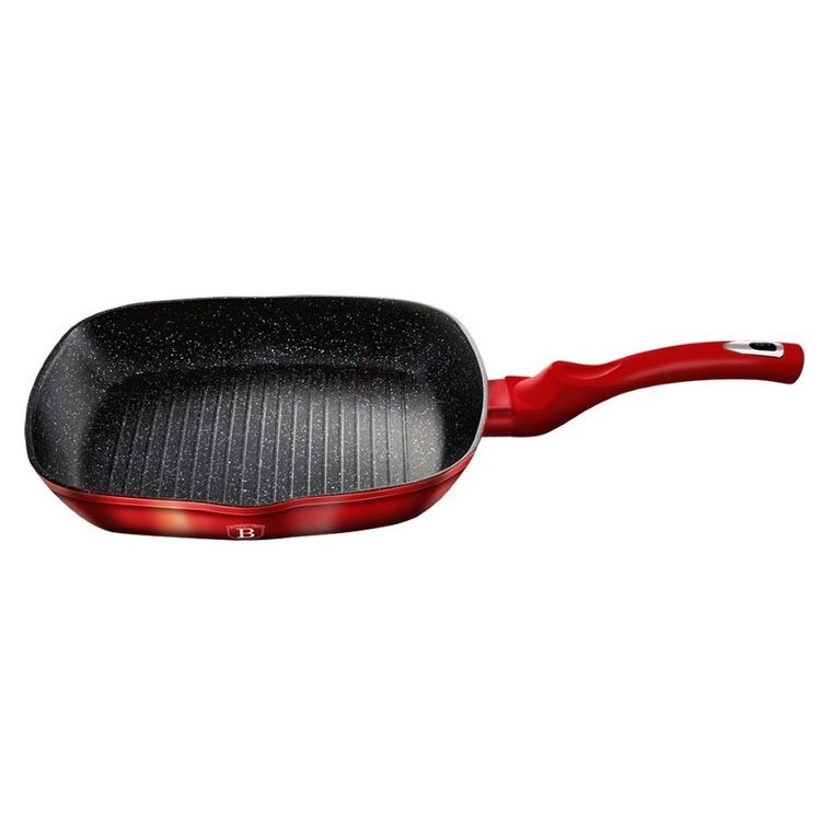 Berlinger Haus, patelnia granitowa grillowa, Red Metallic Line, 28 cm