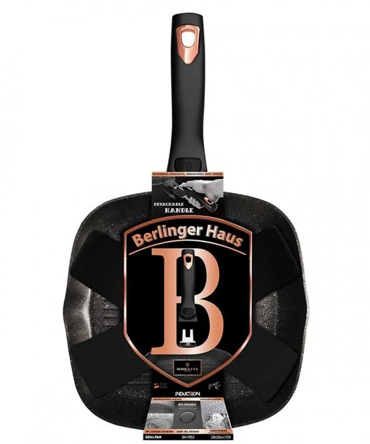 Berlinger Haus, Rose Gold, patelnia grillowa z odpinaną rączką