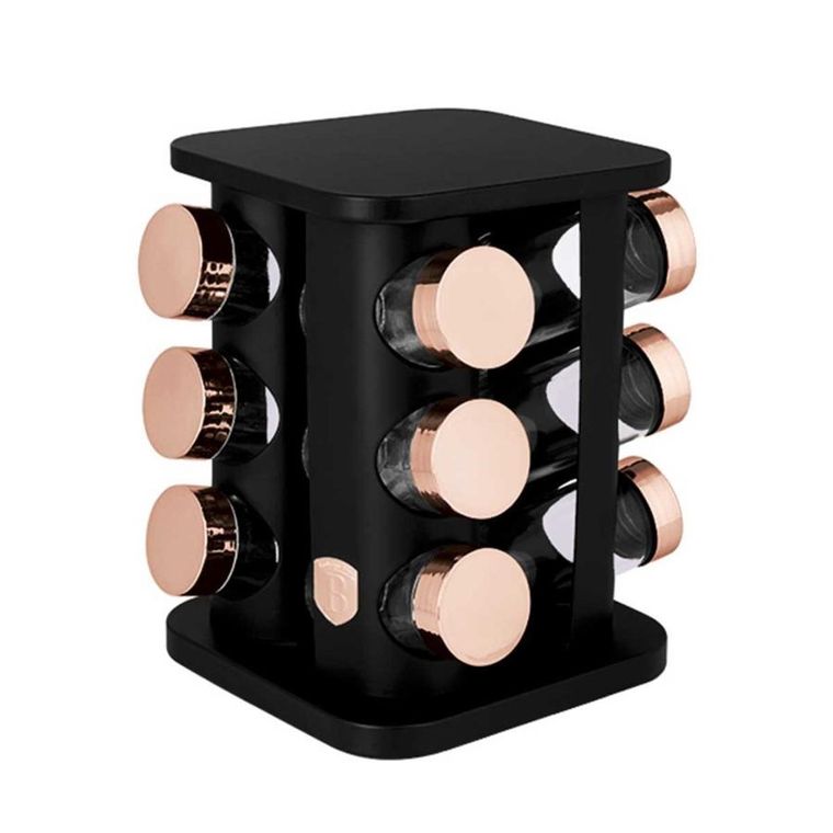 Berlinger Haus, stojak obrotowy na przyprawy 12 pojemników, black rose