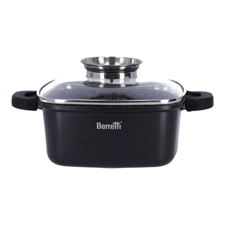 Berretti, kwadratowy garnek z pokrywką, Granite, 20-20-8 cm