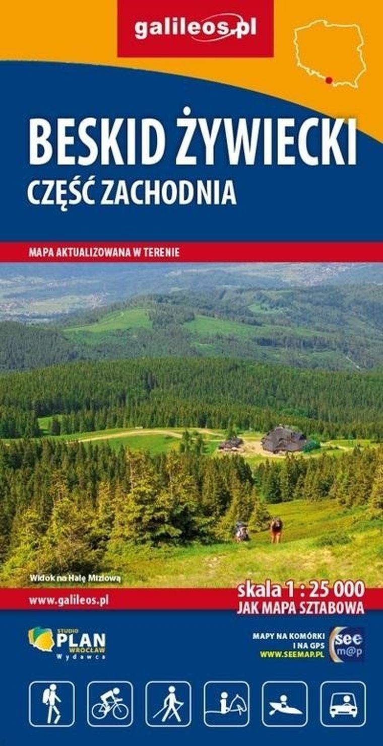 Beskid Żywiecki, część zachodnia. Mapa turystyczna 1:25 000
