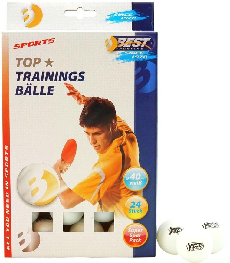 Best Sporting, piłeczki do tenisa stołowego, białe, 24 szt.