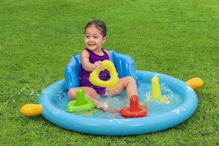 Bestway, basen dmuchany z daszkiem, oparciem i sorterem, 115-89-76 cm