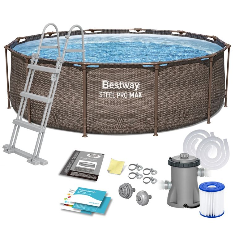 Bestway, basen ogrodowy stelażowy, 366-100 cm, zestaw, 18w1