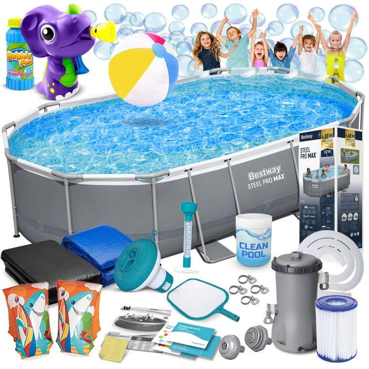 Bestway, basen ogrodowy, stelażowy, 488-305-107 cm, zestaw 18w1