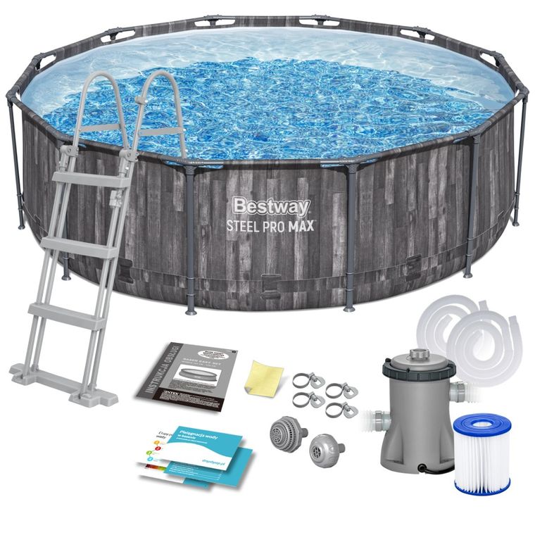Bestway, basen ogrodowy stelażowy, zestaw 10w1, 366-100 cm