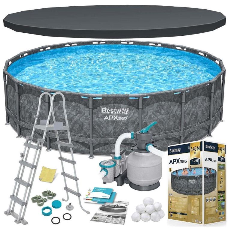 Bestway, basen ogrodowy, stelażowy, zestaw 11w1, 549-132 cm