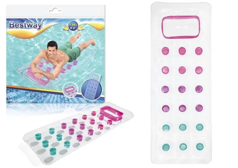 Bestway, dmuchany materac do pływania, przezroczysty, 188-71 cm