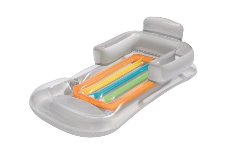 Bestway, dmuchany materac do pływania, z oparciem i podłokietnikami, srebrny, niebieski