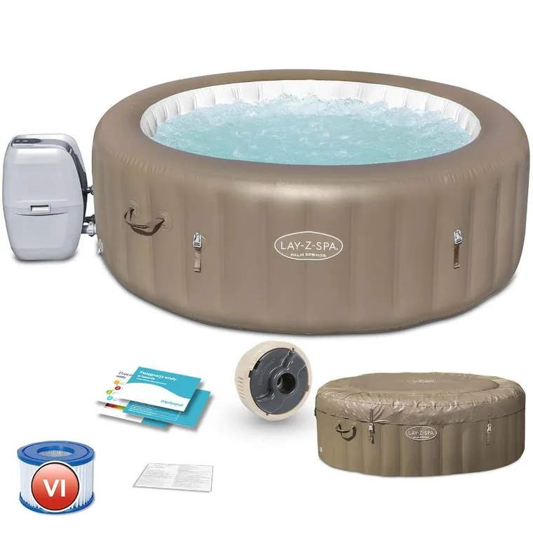 Bestway, Jacuzzi Lay-Z-Spa Palm Springs, dmuchane SPA z masażem i podgrzewaczem wody, 6 osobowe