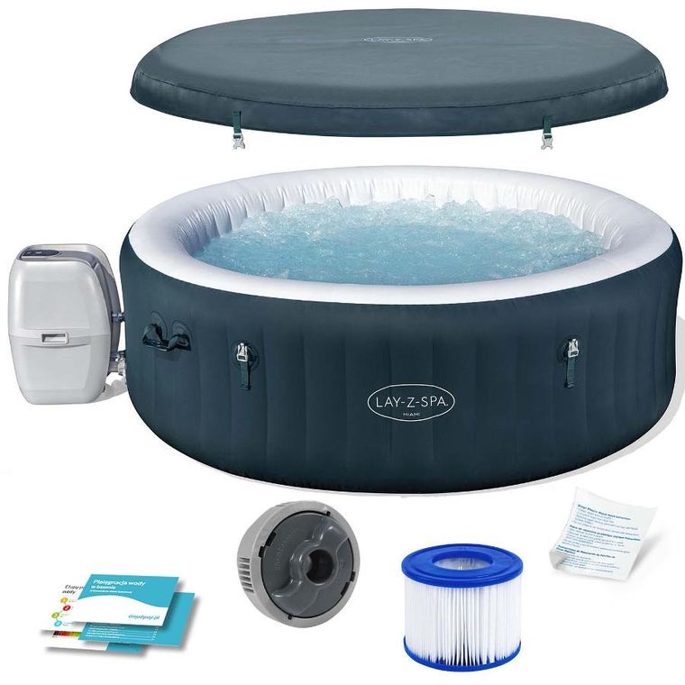 Bestway, Lay-Z Miami, dmuchane spa, 6 osobowe, green