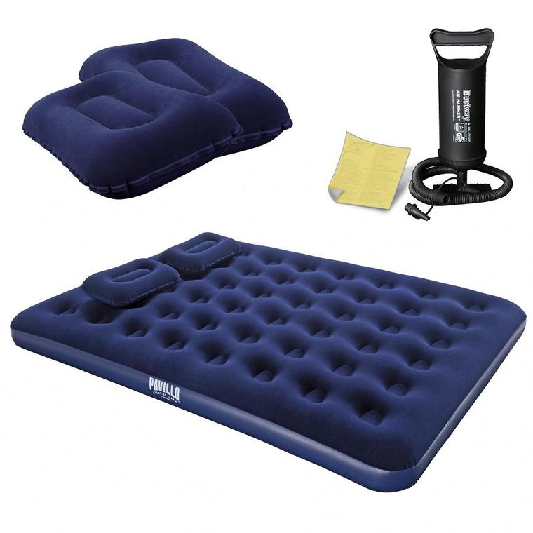 Bestway, materac dmuchany z pompką i poduszkami, 203-152-22 cm