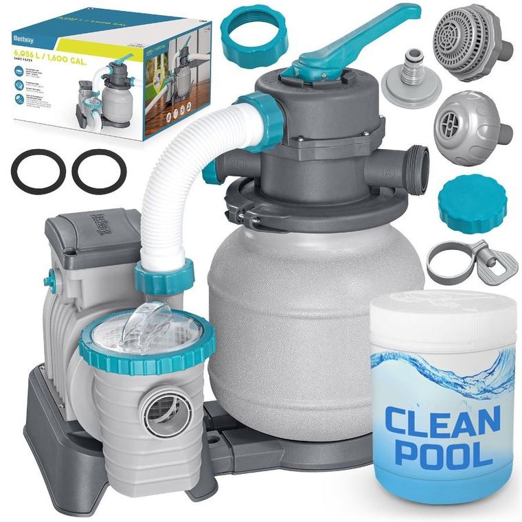 Bestway, pompa piaskowa do basenów + tabletki multifunkcyjne, 6056 l/h, 58497