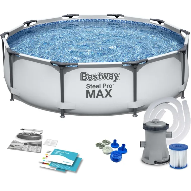 Bestway, Steel Pro Max, basen stelażowy z pompą filtracyjną, 3,05-0,76m