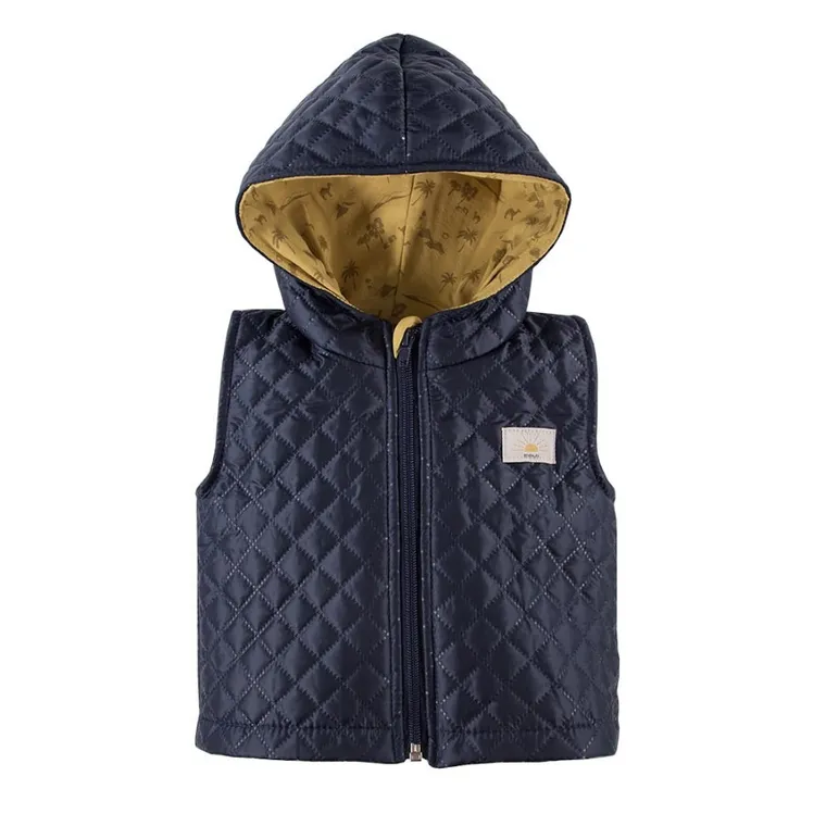 Bezrękawnik chłopięcy, pikowany, granatowy, Eevi