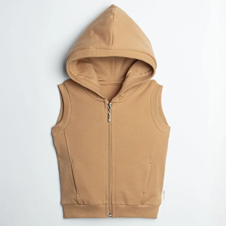 Bezrękawnik chłopięcy z kapturem, beżowy, Nicol