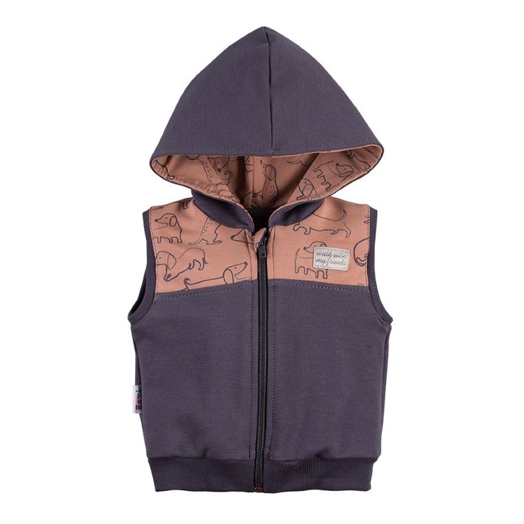 Bezrękawnik chłopięcy z kapturem, grafitowy, Eevi