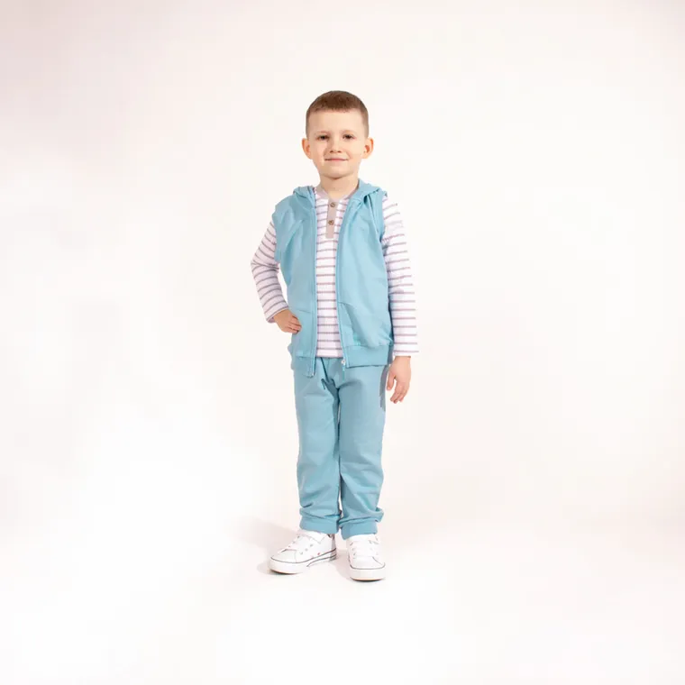 Bezrękawnik chłopięcy z kapturem, niebieski, Nicol