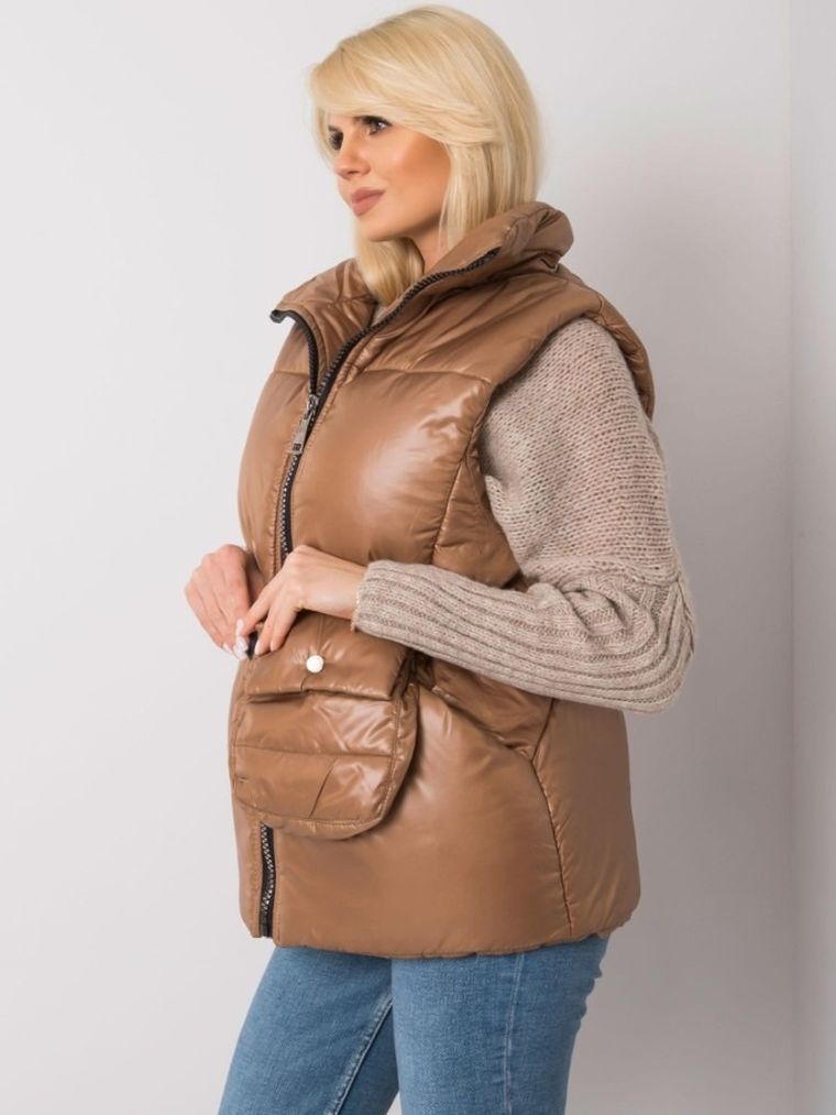 Bezrękawnik damski, brązowy, Ex Moda