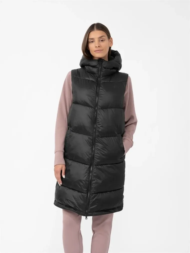 Bezrękawnik damski z kapturem, czarny, 4F