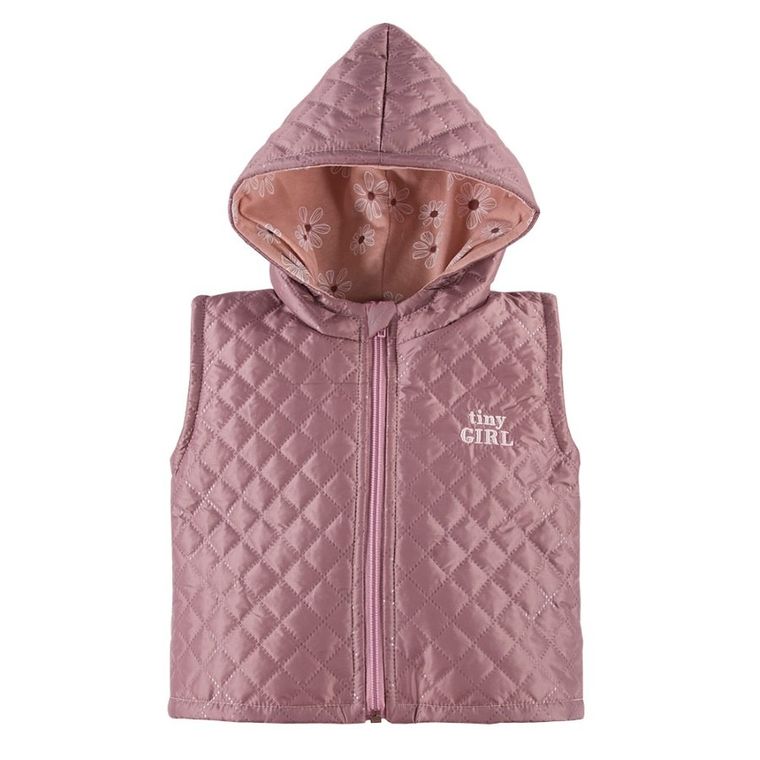 Bezrękawnik dziewczęcy z kapturem, ciemnoróżowy, Tiny girl, Eevi