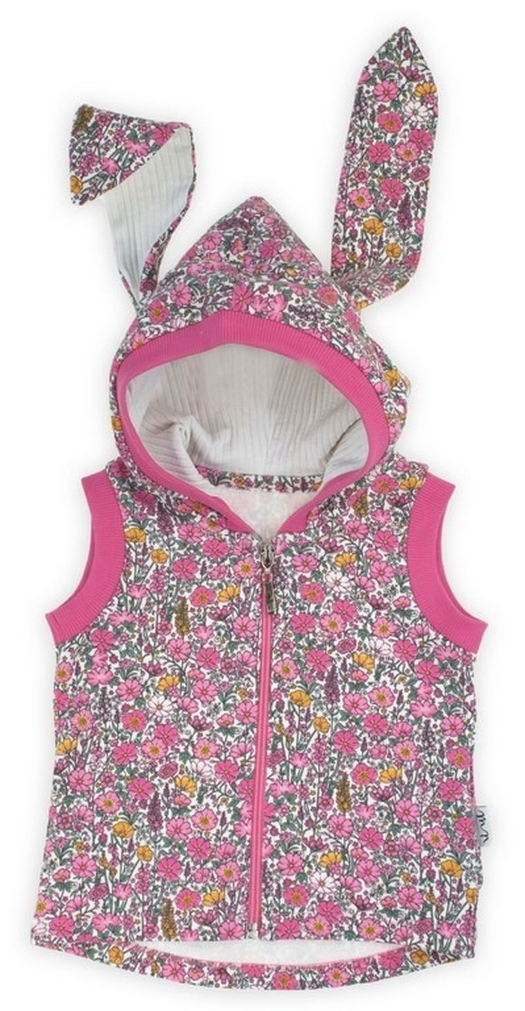 Bezrękawnik dziewczęcy z kapturem, różowy, Nicol