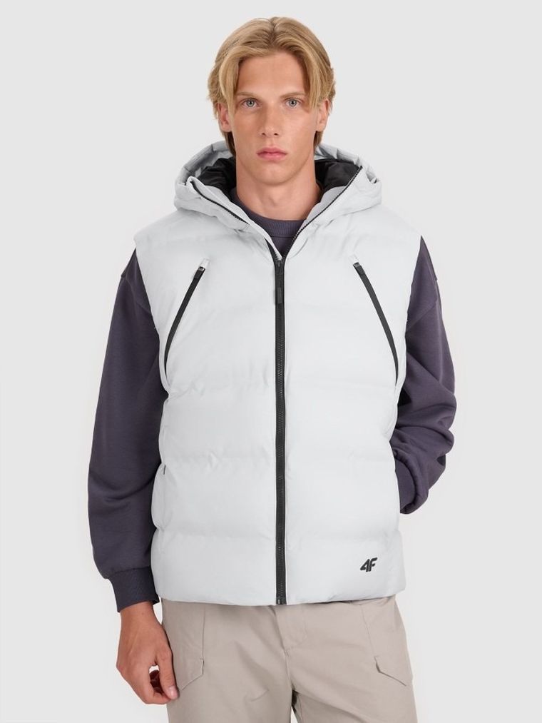 Bezrękawnik męski z kapturem, biały, 4F