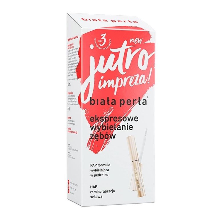 Biała Perła, Jutro impreza!, zestaw do wybielania zębów w domu, pasta do zębów, 30 ml + żel wybielający, 8 ml