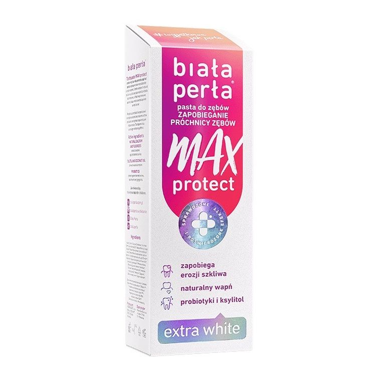 Biała Perła, Max Protect Extra White, wybielająca pasta do zębów, 75 ml