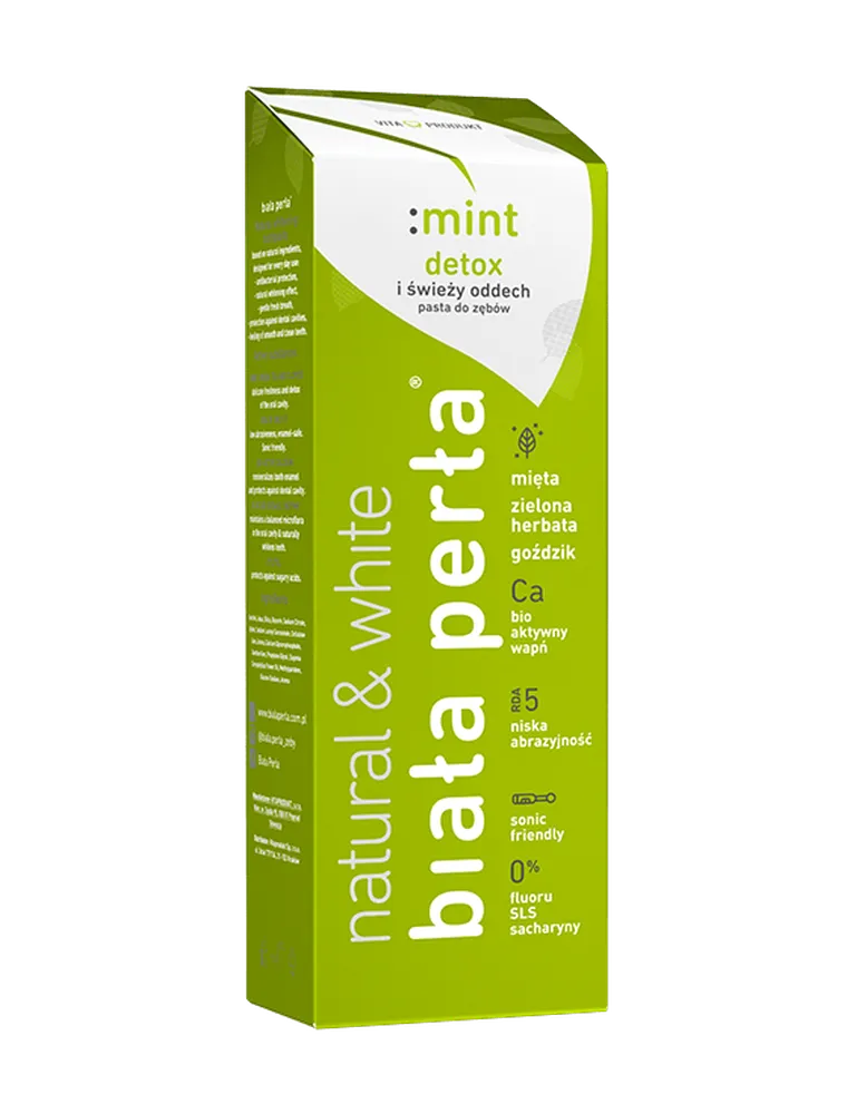 Biała Perła, Natural&White, Mint Detox, naturalna pasta do zębów, wybielająca, 75 ml