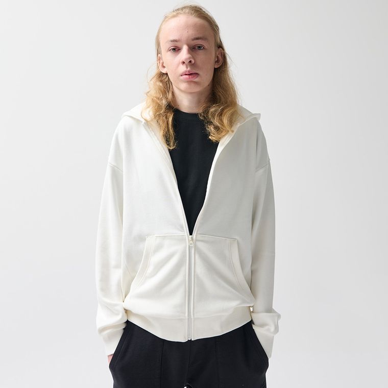 Biała rozpinana bluza z kapturem oversize NOWEAR