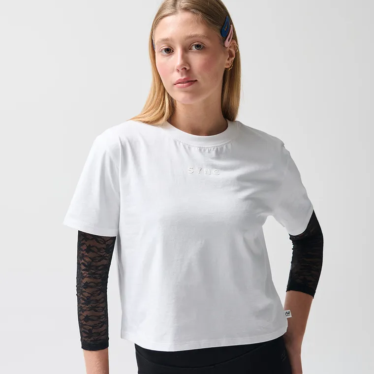 Biały t-shirt cropp z bawełny czesanej NOWEAR